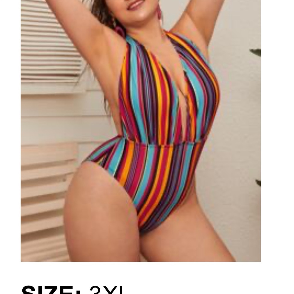 Multi color one piece bathing suit